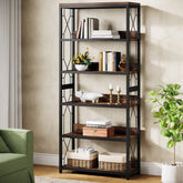 70.8" Bookshelf, 5-Tier Open Bookcase Storage Etagere 3