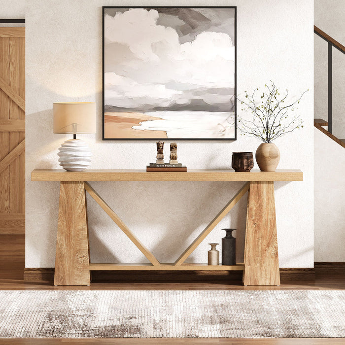 70.9" Rustic Farmhouse Console Table - Entryway Sofa Table with Dual Shelves