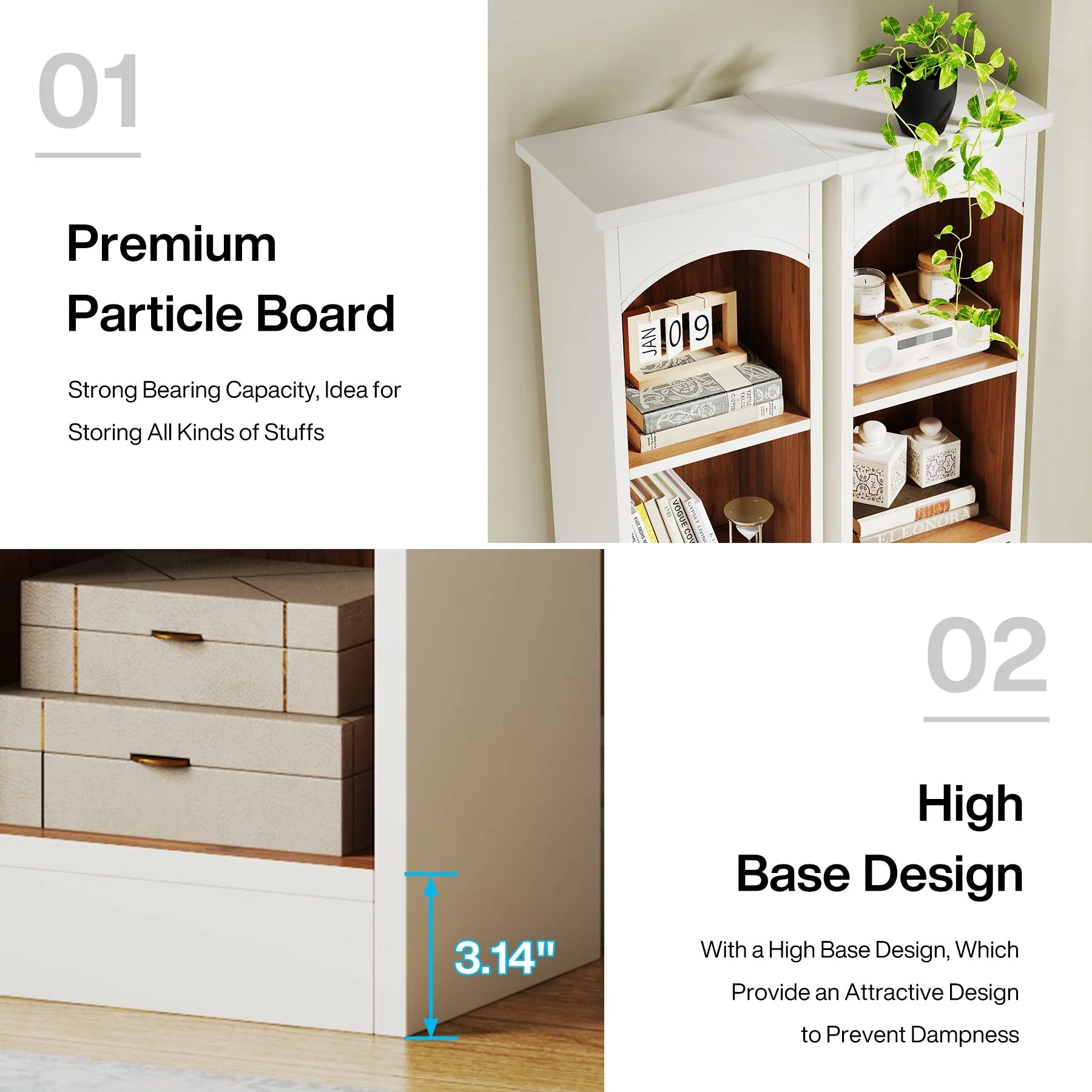 70.9" Narrow Bookcase, 5-Tier Cube Bookshelf Display Rack with Storage