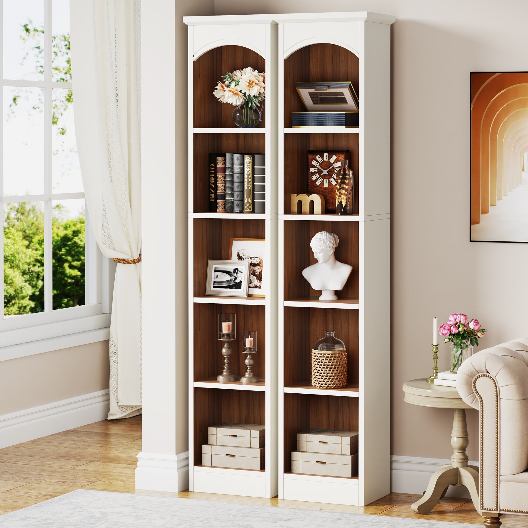 70.9" Narrow Bookcase, 5-Tier Cube Bookshelf Display Rack with Storage Tribesigns