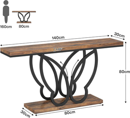 55-Inch Console Table Sofa Table with Butterfly Metal Frame