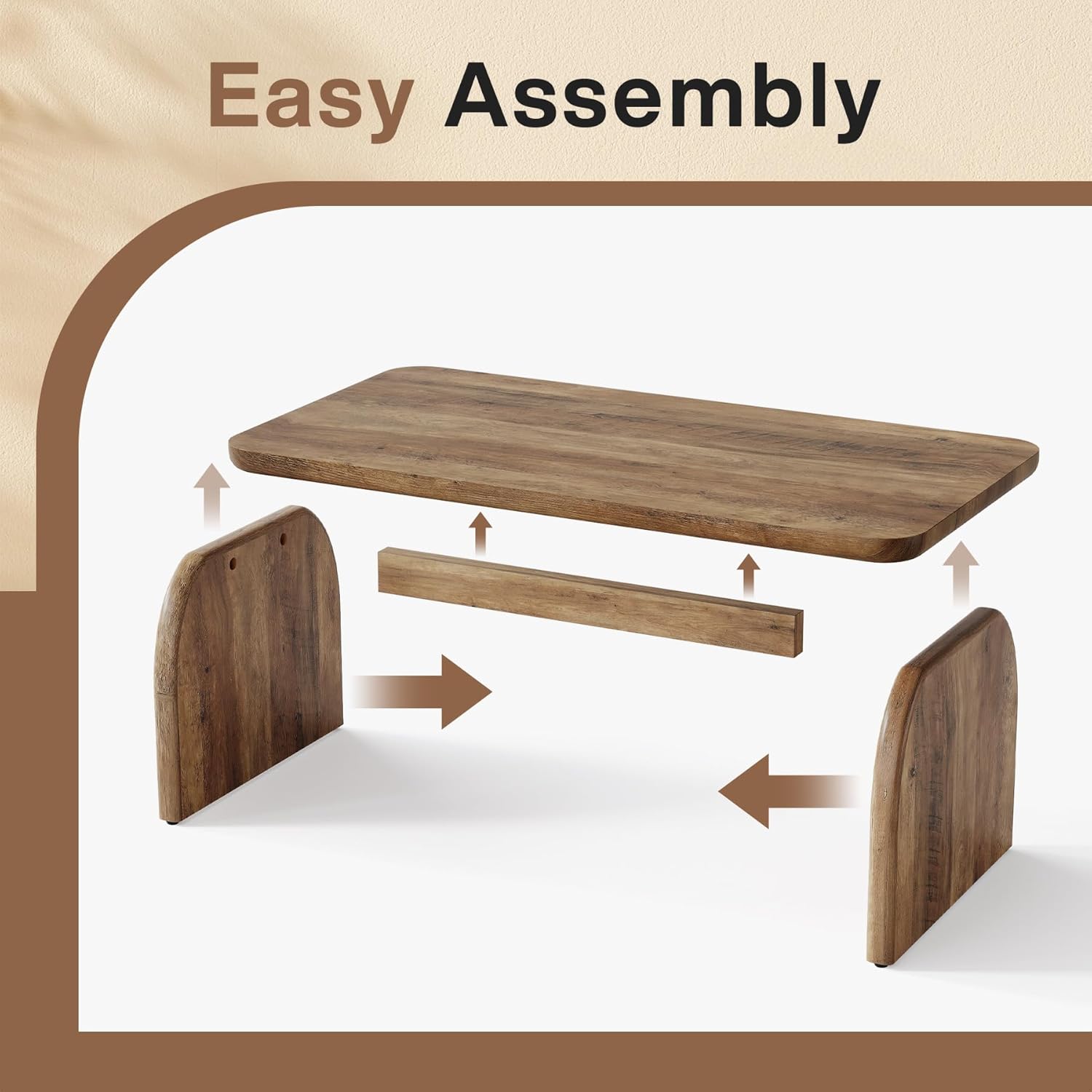 47 Inch Wood Rectangular Coffee Table, Living Room Table