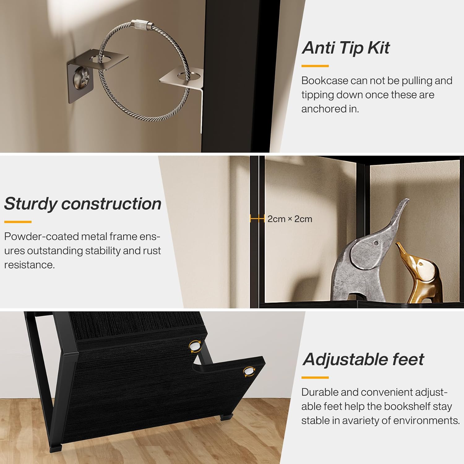 6-Tier Small Corner Bookshelf，Display Rack with Metal Frame