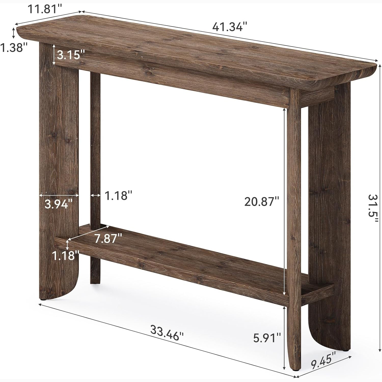 Farmhouse Console Table 41.34 Inch, Narrow Sofa Table with Storage for Living Room Hallway and Entry