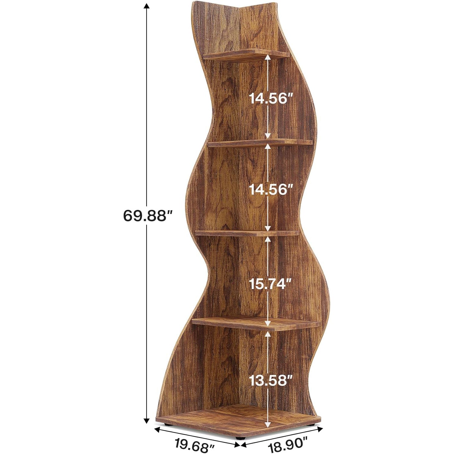 Modern 5-Tier Wall Corner Bookshelf Bookcase
