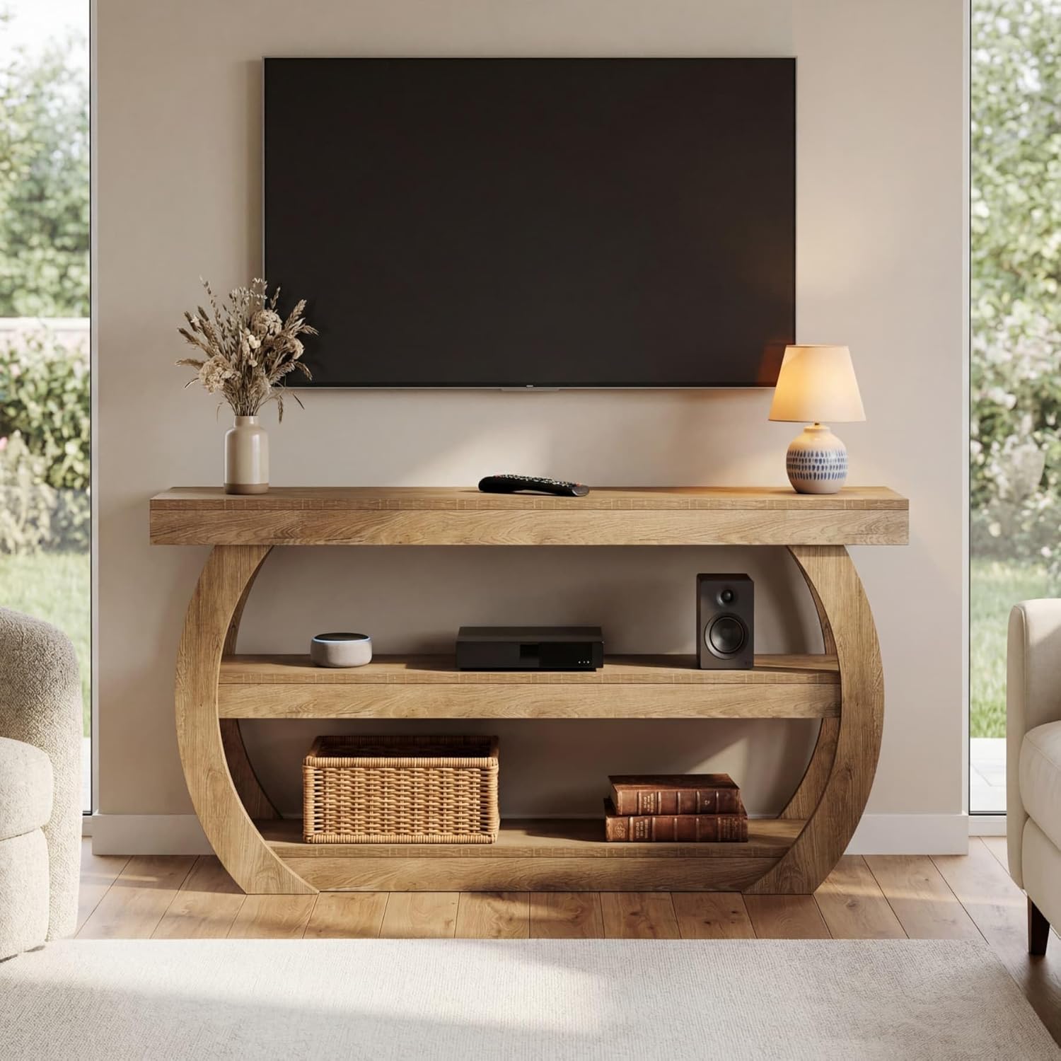 63" TV Stand with Storage for 75 Inch TV, Farmhouse Media Console Table for Living Room