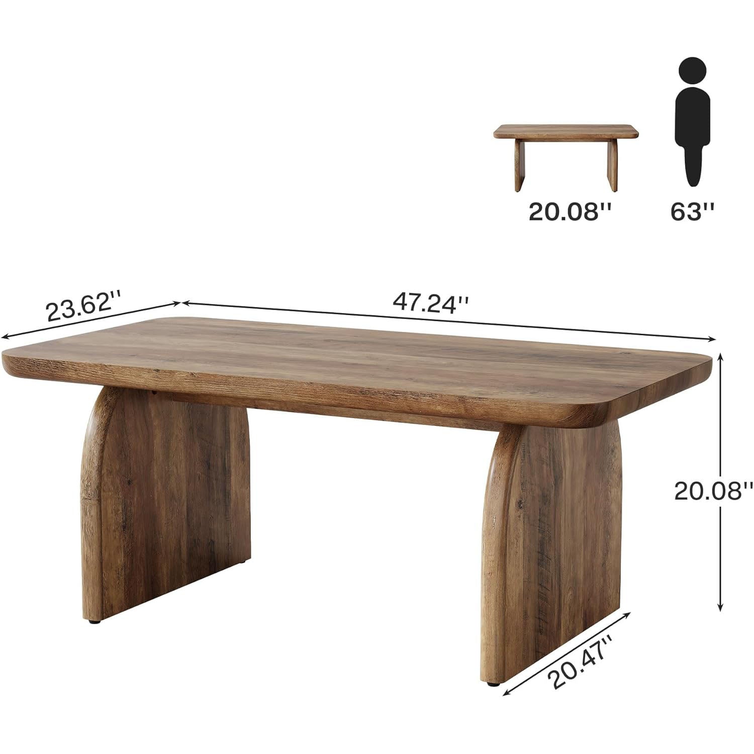 47 Inch Wood Rectangular Coffee Table, Living Room Table