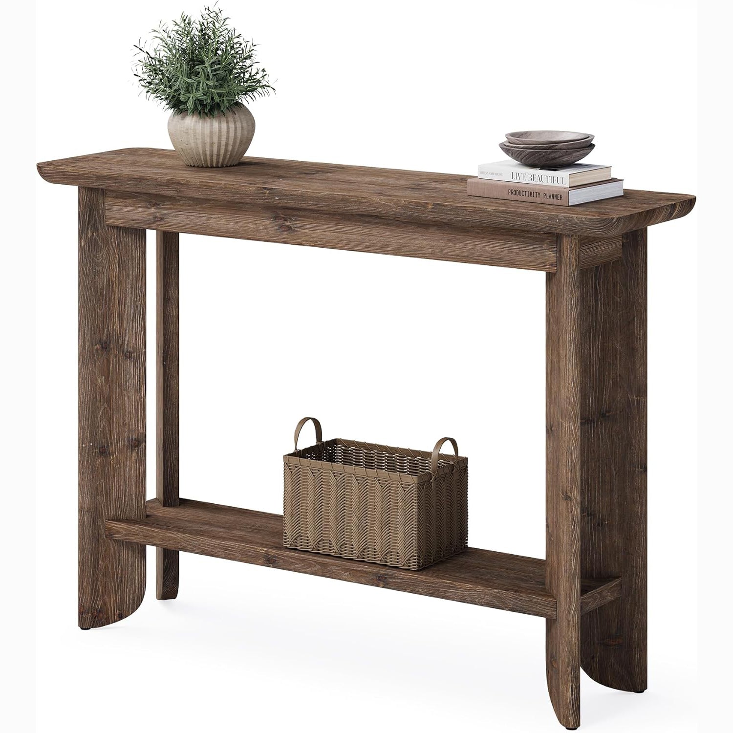 Farmhouse Console Table 41.34 Inch, Narrow Sofa Table with Storage for Living Room Hallway and Entry