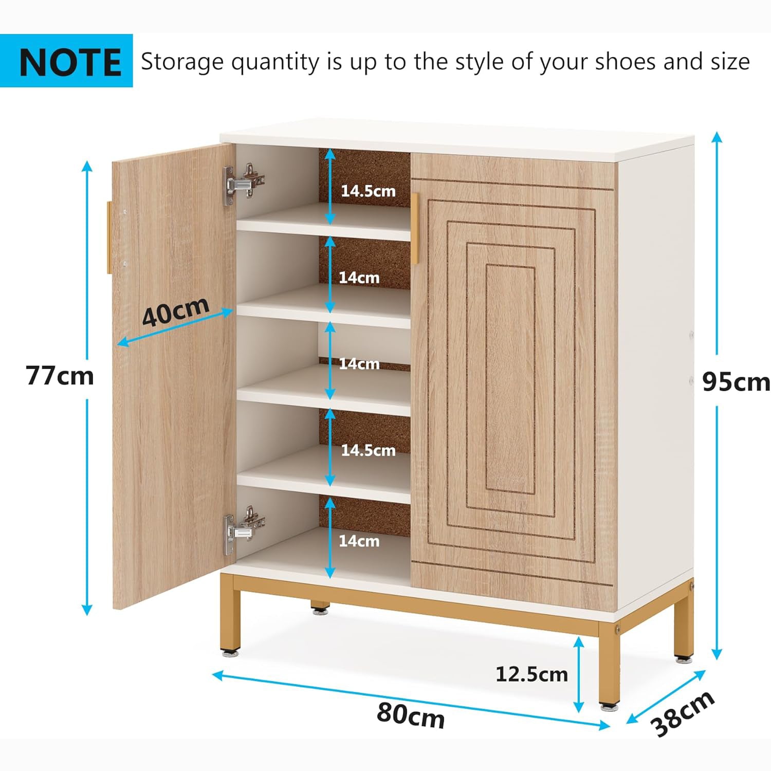 Modern 20-Pair Shoe Storage Cabinet with Doors, 6-Tier Freestanding Entryway Organizer Rack
