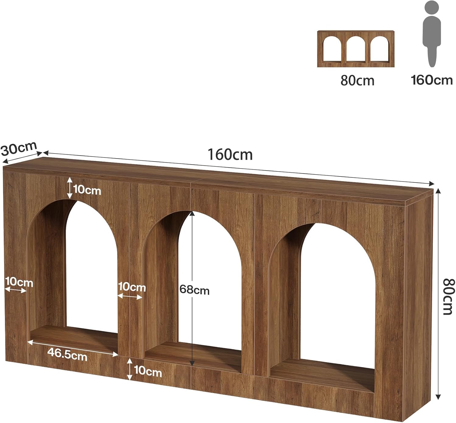 Tribesigns 63'' Rustic Console Table, Narrow Entryway Table with 3 Arched Shelves