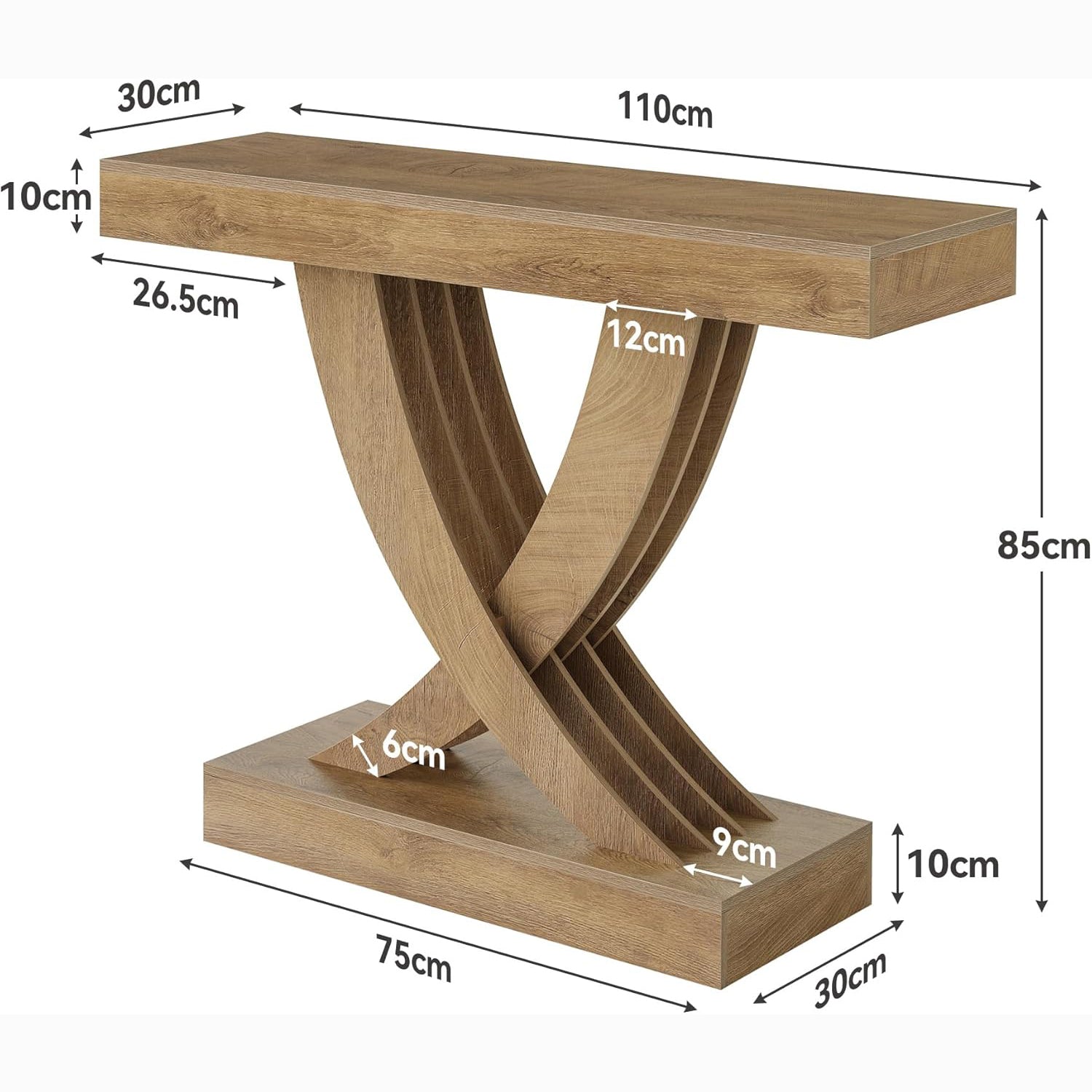 43" Rustic X-Frame Console, Industrial Farmhouse Sofa Table for Entryway