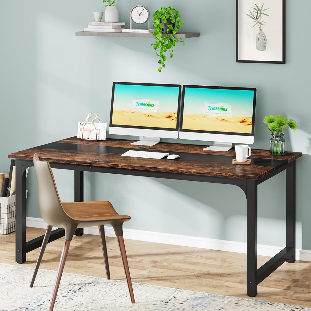 63 x 31.5 Inch Modern Large Desk Office Writing Workstation Rustic