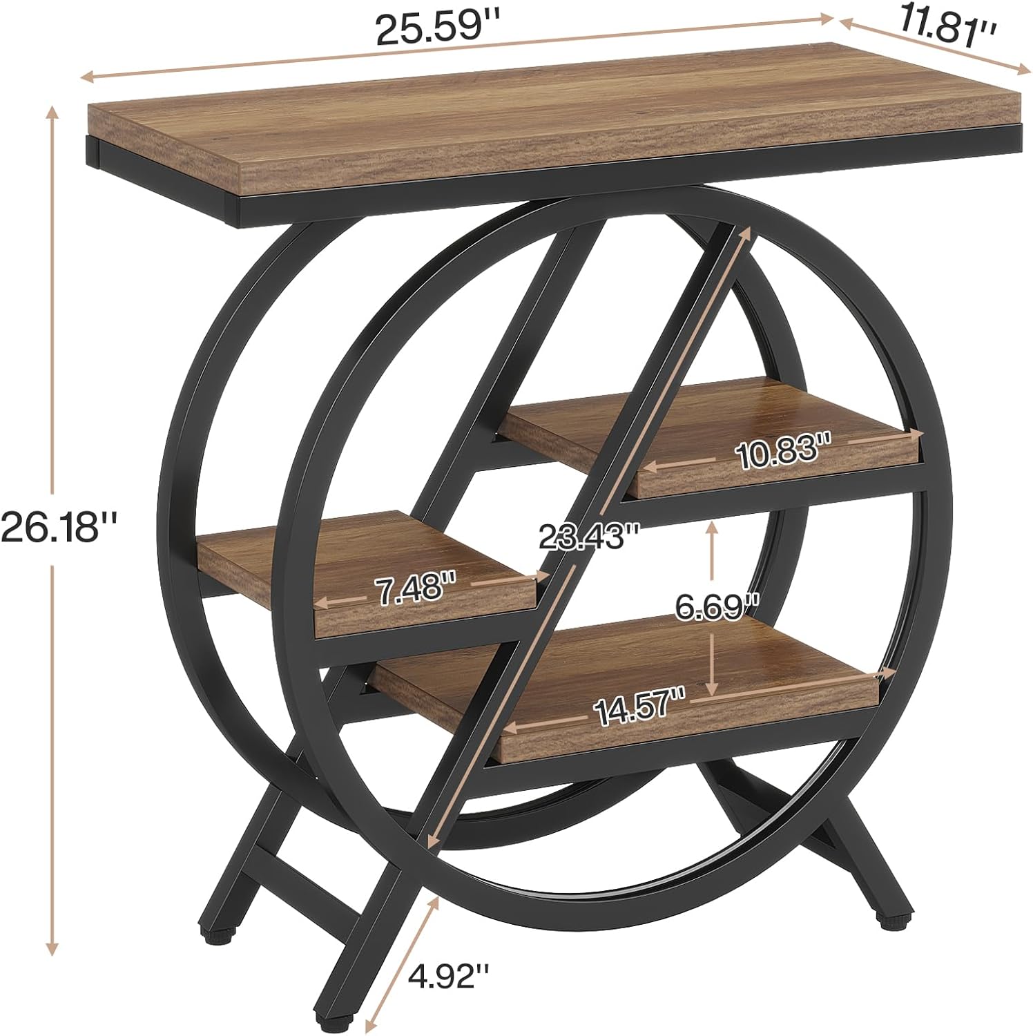 4-Tier End Table, Small Side Table Snack Table with Storage Shelves