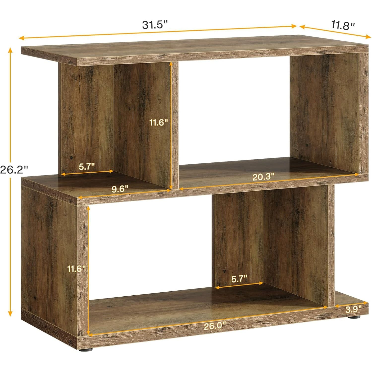 2-Tier End Table, Rustic Sofa Side Table with Storage Shelf for Living Room