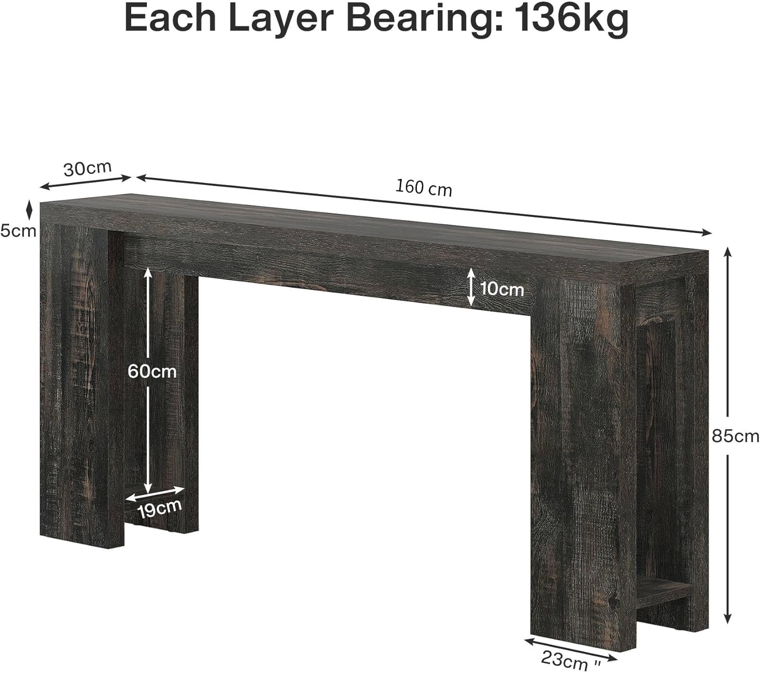 Tribesigns 63-Inch Extra Long Console Table, Narrow Sofa Table Behind Couch with Farmhouse Style for Living Room and Hallway