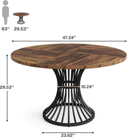 Round Dining Table for 4-6, 47" Farmhouse Circle Kitchen Table