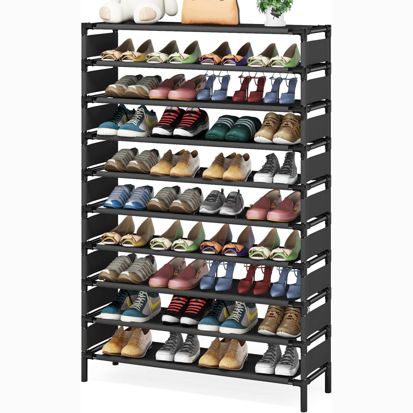 34" 10-Tier Large Shoe Rack - Holds 50 Pairs, Extra Wide Storage Organizer Shelf
