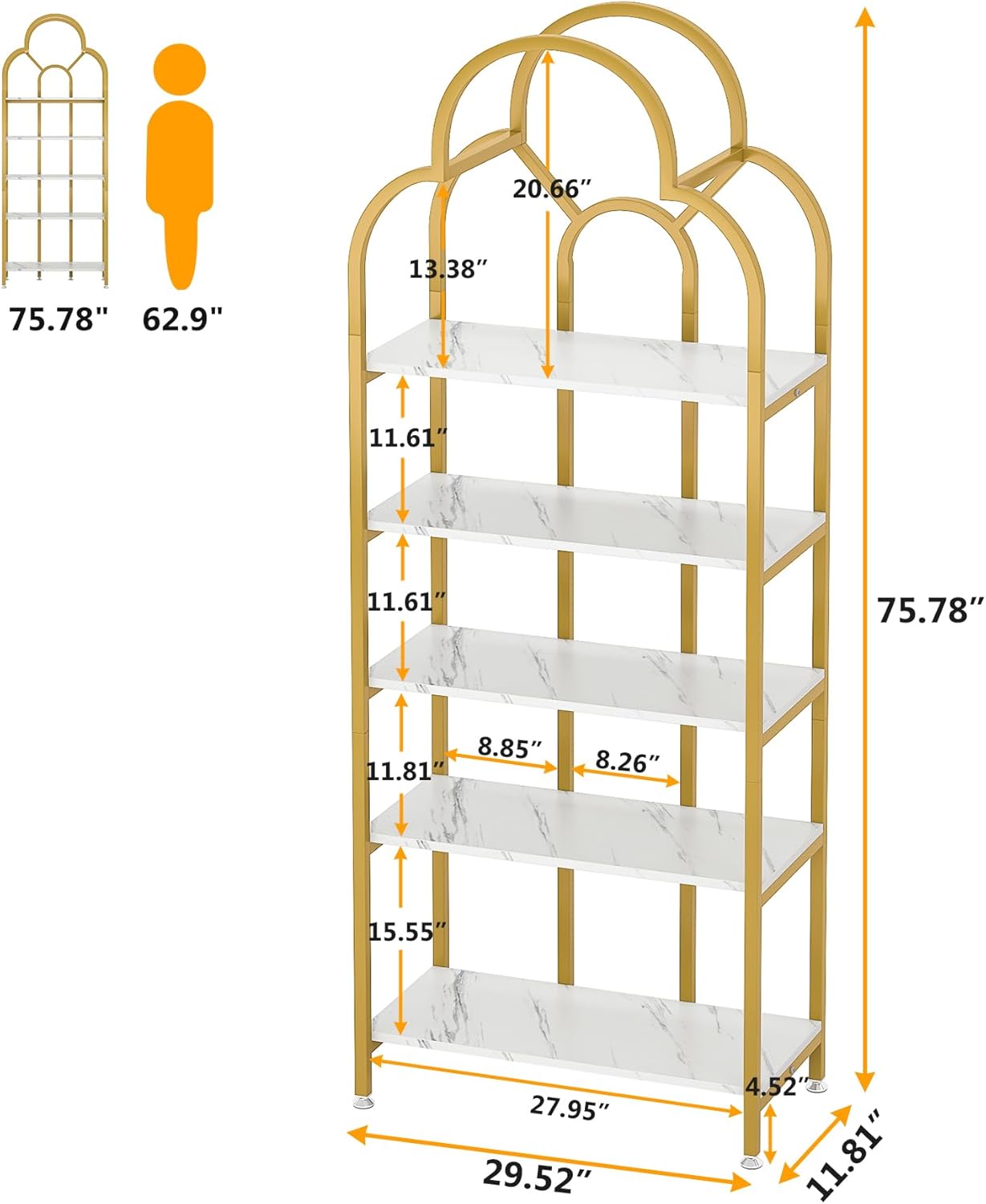 Modern 5-Tier Bookshelf Display Stand