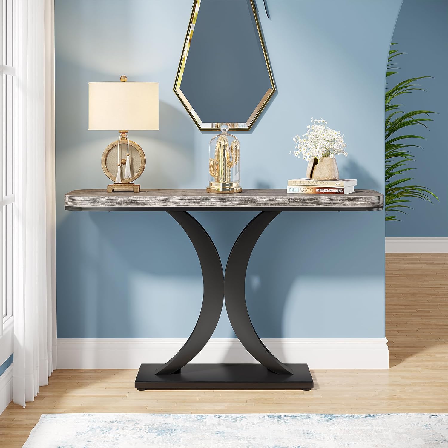 Modern 40" Geometric Console Table for Narrow Entryways