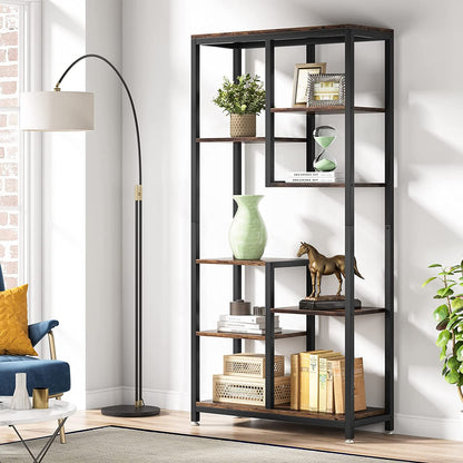 8-shelf Bookshelf, Industrial Open Bookcase Storage Display Rack Tribesigns