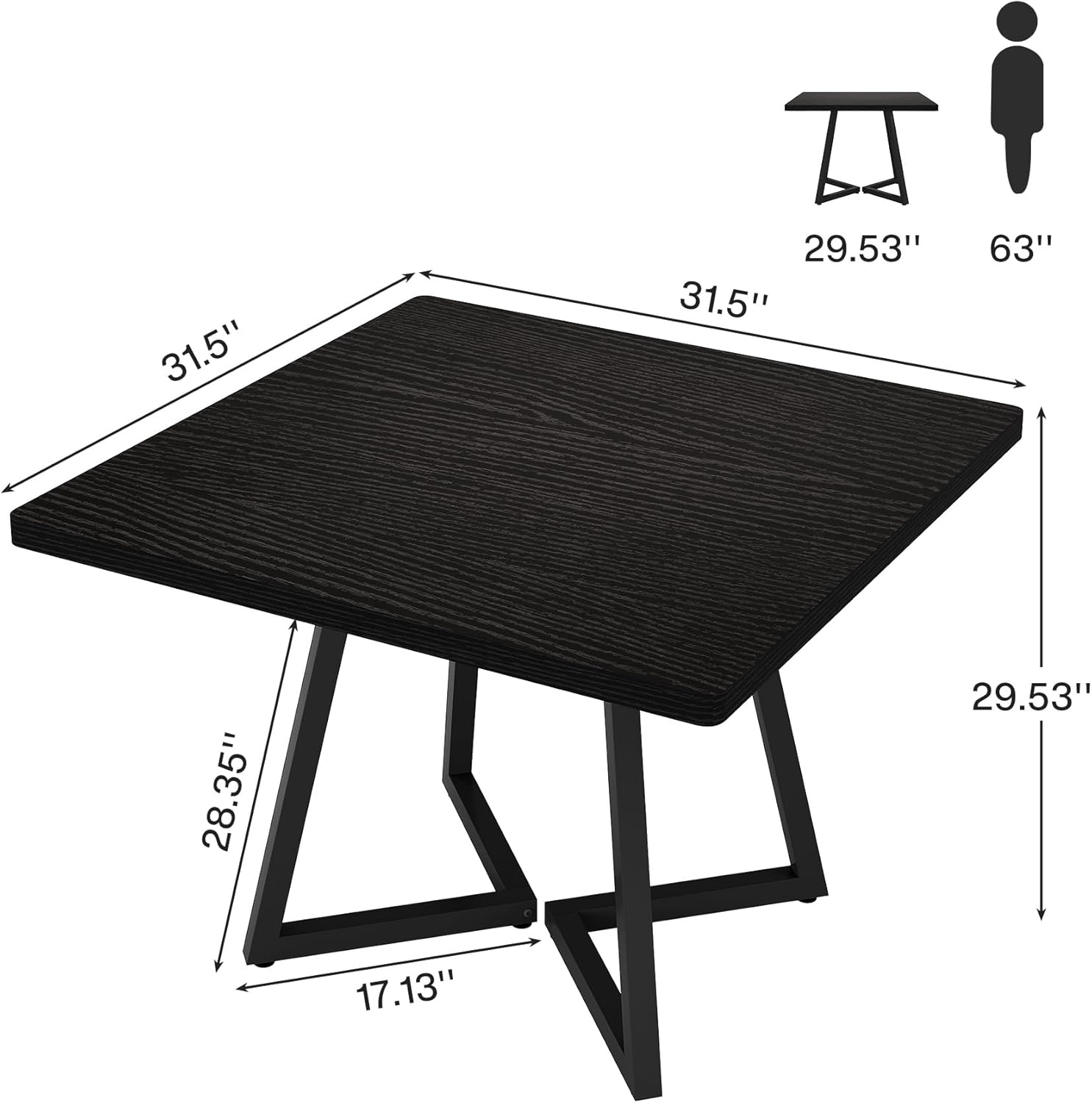 31.5" Square Meeting Table - Compact Wood Conference Table for Small Office & Seminar Rooms