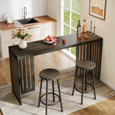 Tribesigns 63-Inch Bar Table, Industrial Counter Height Pub Table with Louvered Base for Kitchen 3