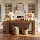 Tribesigns 63-Inch Solid Wood Console Table with 2 Drawers, Fluted Farmhouse Table for Hallway 3