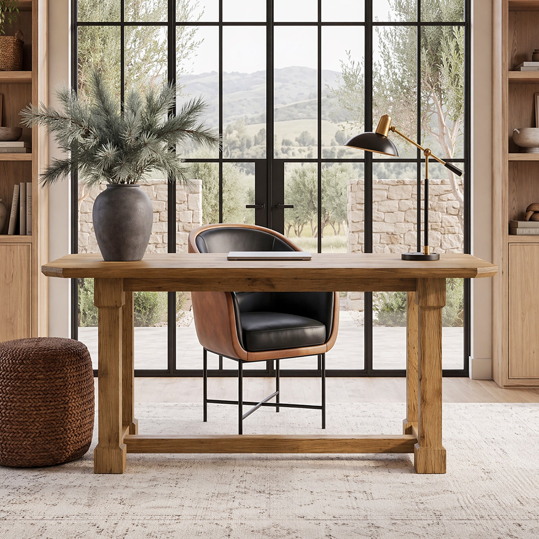 Tribesigns 63-Inch Solid Wood Executive Desk, Large Computer Desk with Heavy Duty Legs