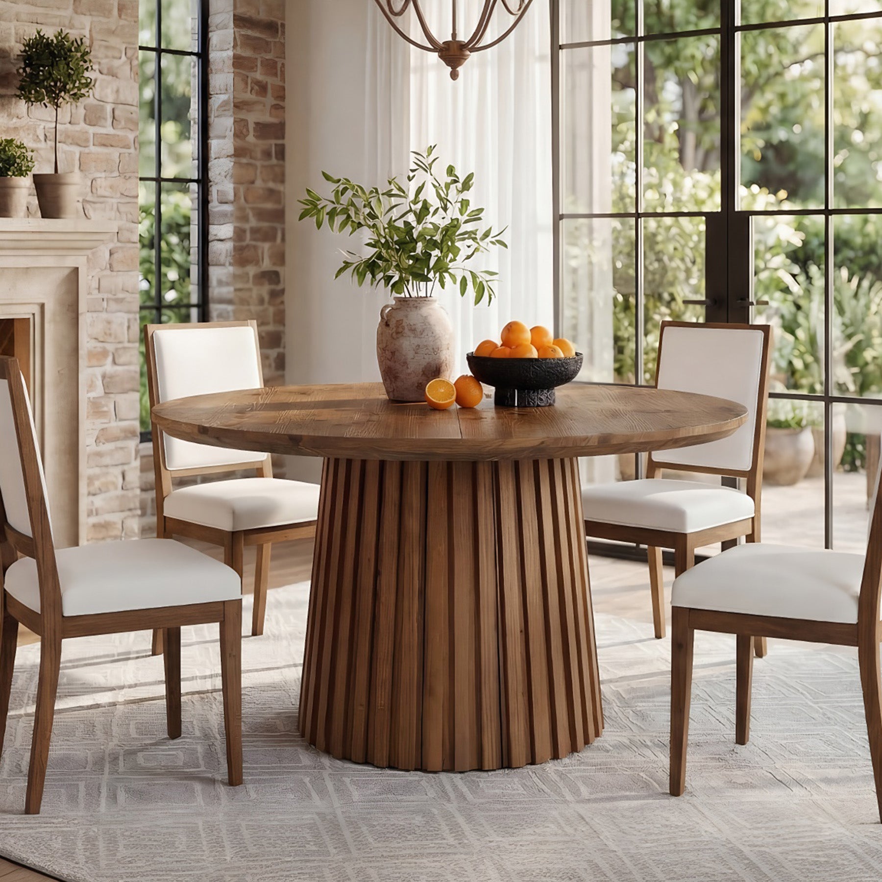 Tribesigns 47.24" Round Dining Table, Solid Wood Kitchen Table for Dining Room