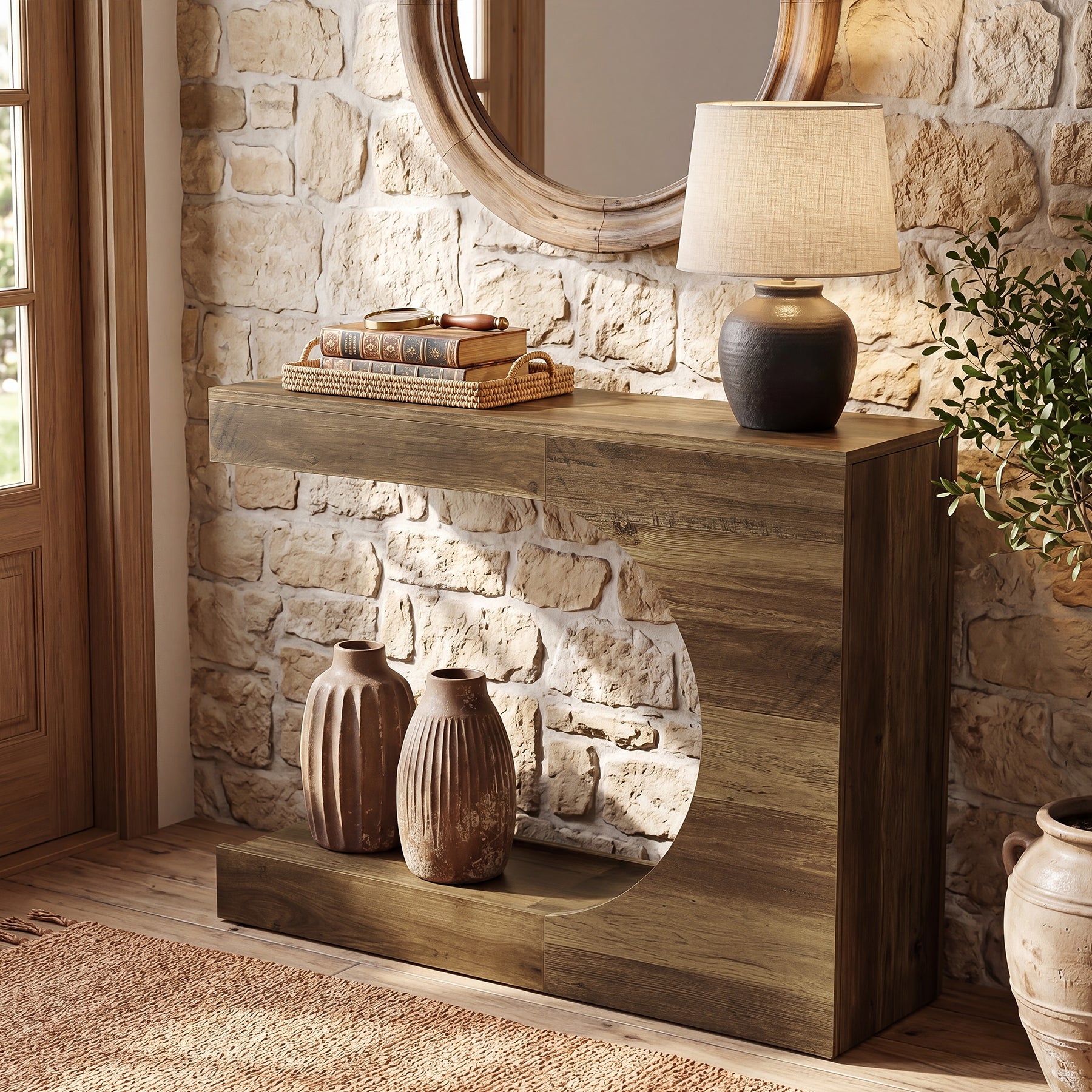 Tribesigns 40-Inch Farmhouse Console Table with C-Shaped Design, Small Entryway Table for Foyer and Living Room