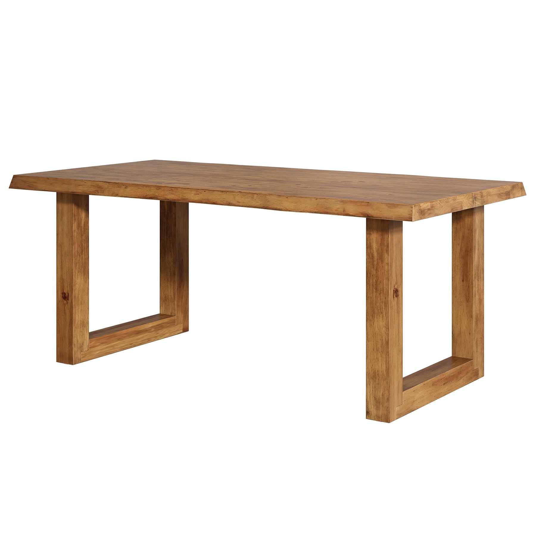 63-Inch Solid Wood Dining Table with Live Edge Top, Farmhouse Kitchen Table for 4 to 6 People