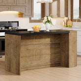 55.12-Inch Kitchen Island with 5-Tier Storage Shelves and Large Countertop, Farmhouse Coffee Bar Table for Kitchen 3