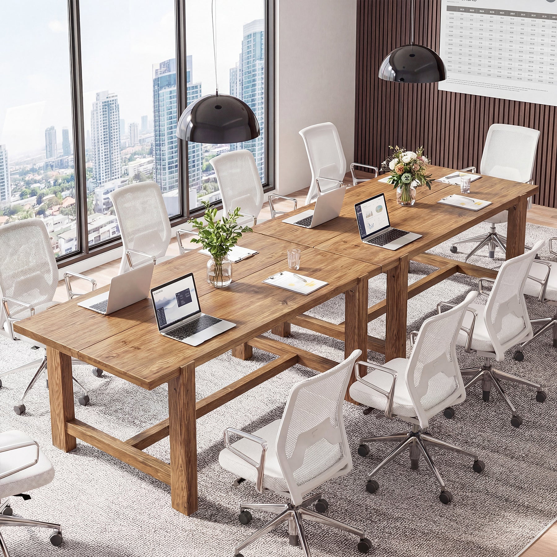 Tribesigns 63-Inch Solid Wood Computer Desk, Large Executive Office Desk with Sturdy Legs