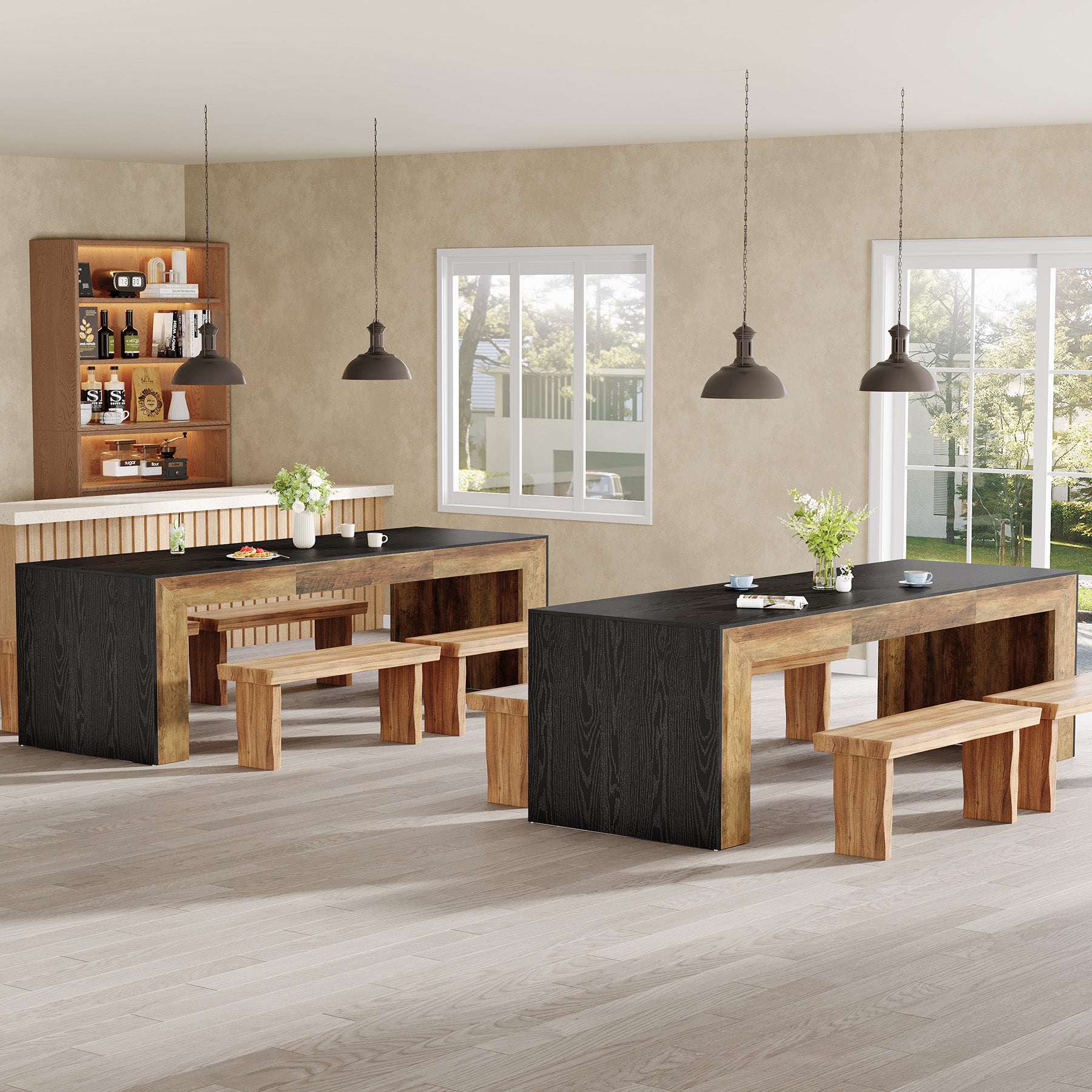 78.8-Inch Extra Long Dining Table for 6 to 8 People, Rectangular Farmhouse Kitchen Table for Dining Room