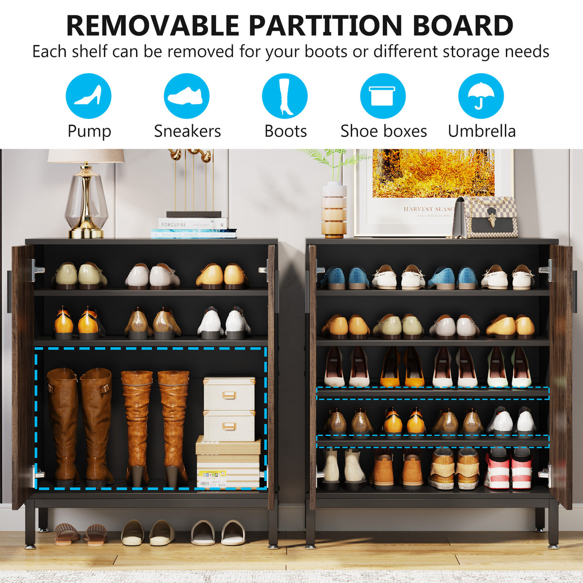 Tribesigns 31.5" Shoe Cabinet with Doors and 5-Tier Storage, 20-Pair Shoe Organizer for Entryway