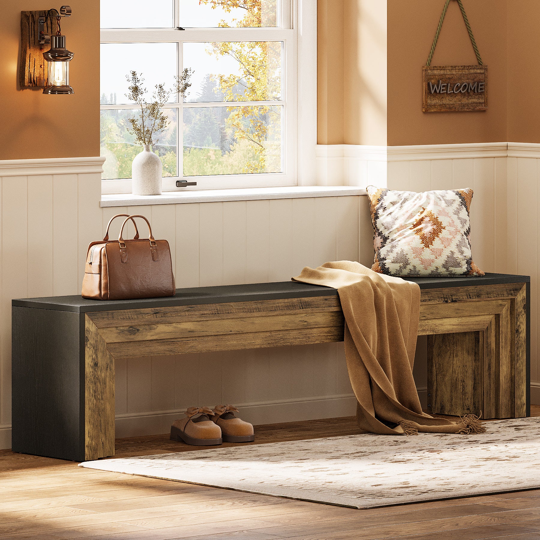 Tribesigns 70.9 Inch Extra Long Shoe Storage Bench, Modern Wooden Entryway Bench for Hallway