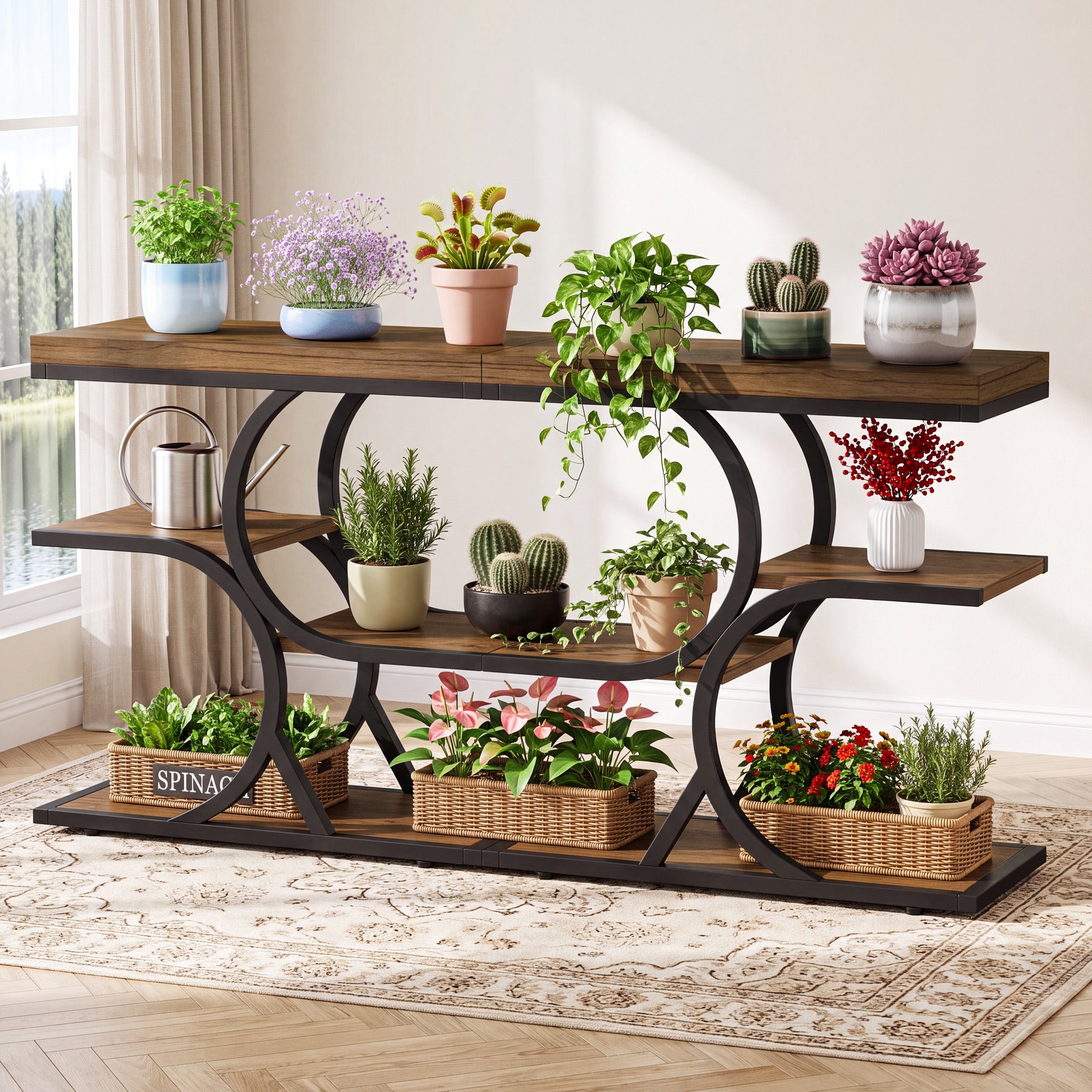 Tribesigns 23.6-Inch Narrow Side Table with 4-Tier Storage, Industrial End Table for Small Spaces