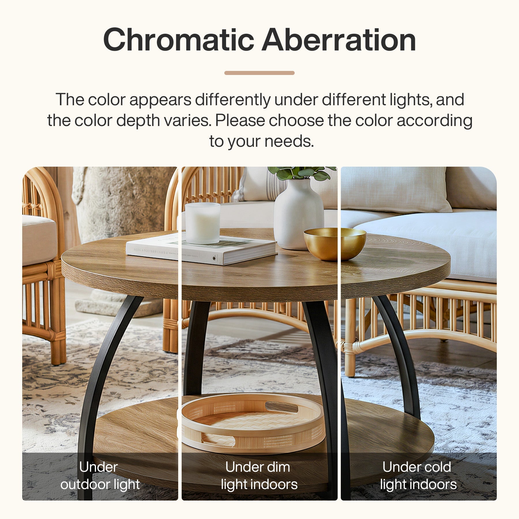 Tribesigns 31.5 Inch Round Coffee Table with 2-Tier Storage Shelves, Center Cocktail Table for Living Room