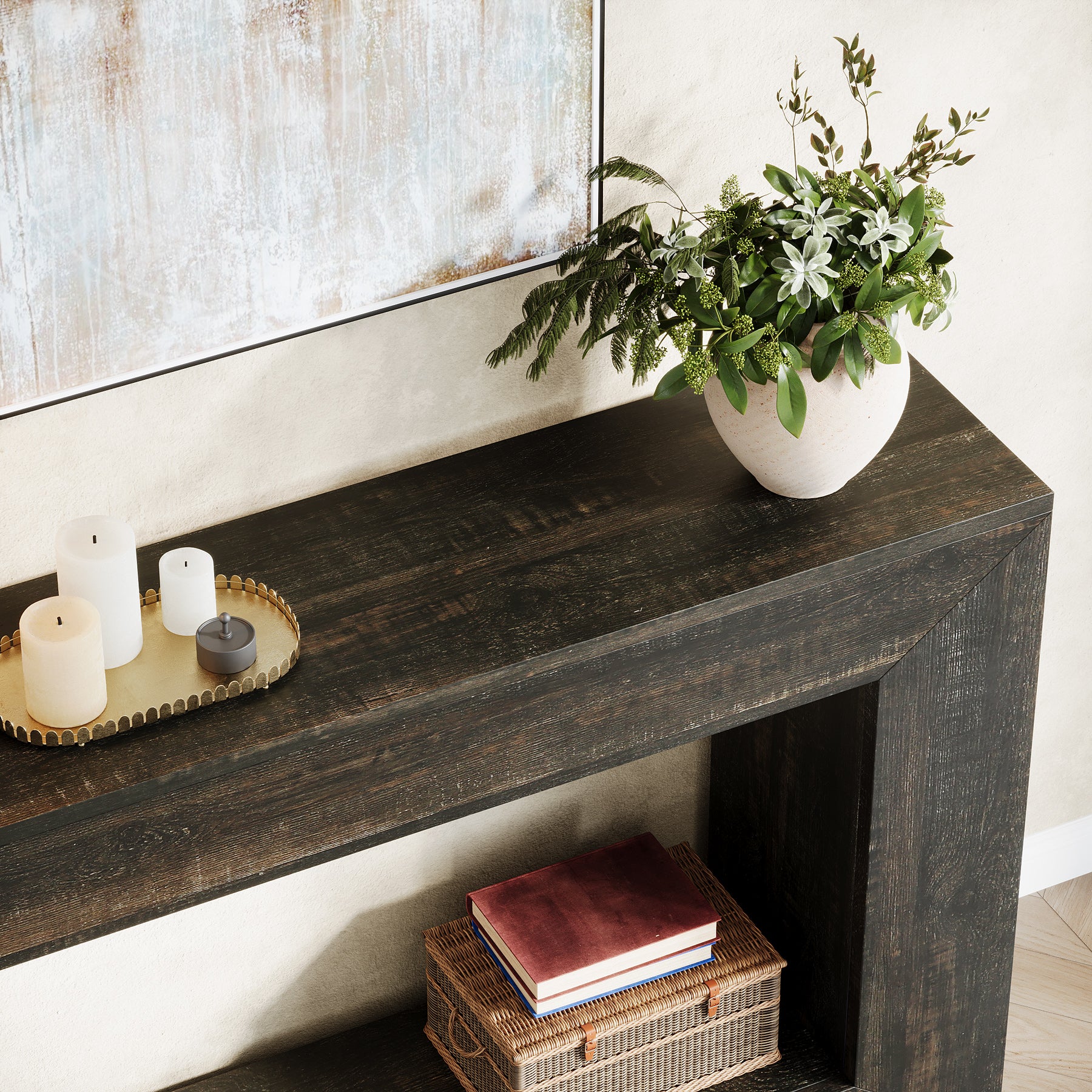 Tribesigns 47-Inch Farmhouse Console Table, Industrial Storage Accent Table