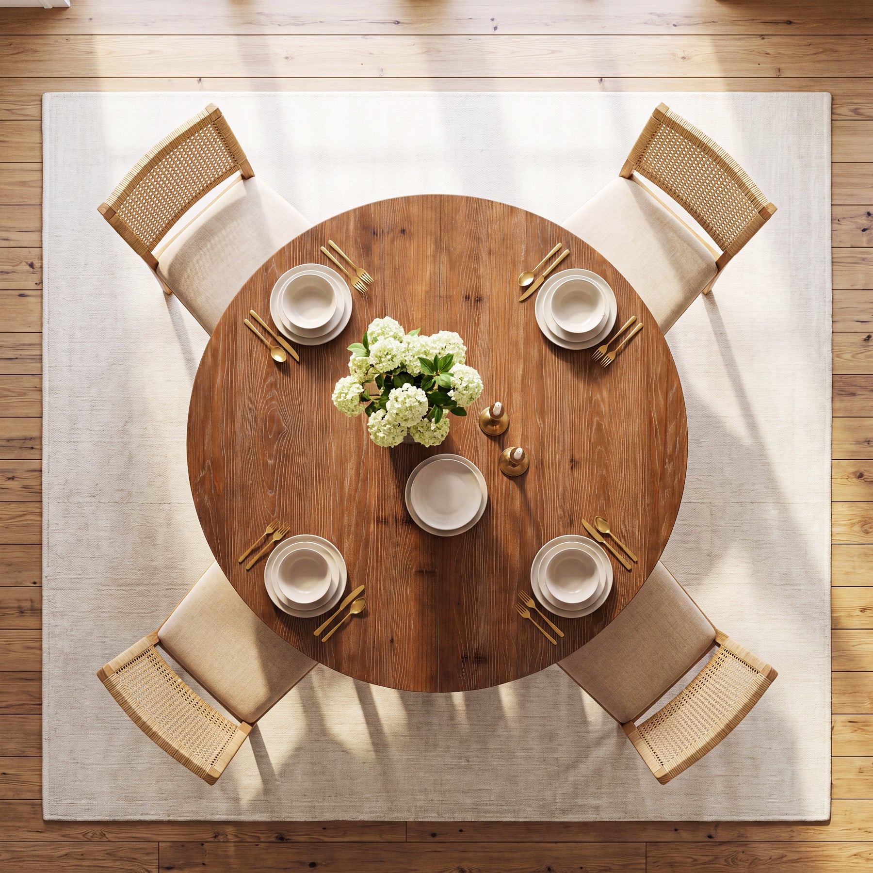 39.4 Inch Solid Wood Round Dining Table with Cross Base, Farmhouse Kitchen Table for 2-4