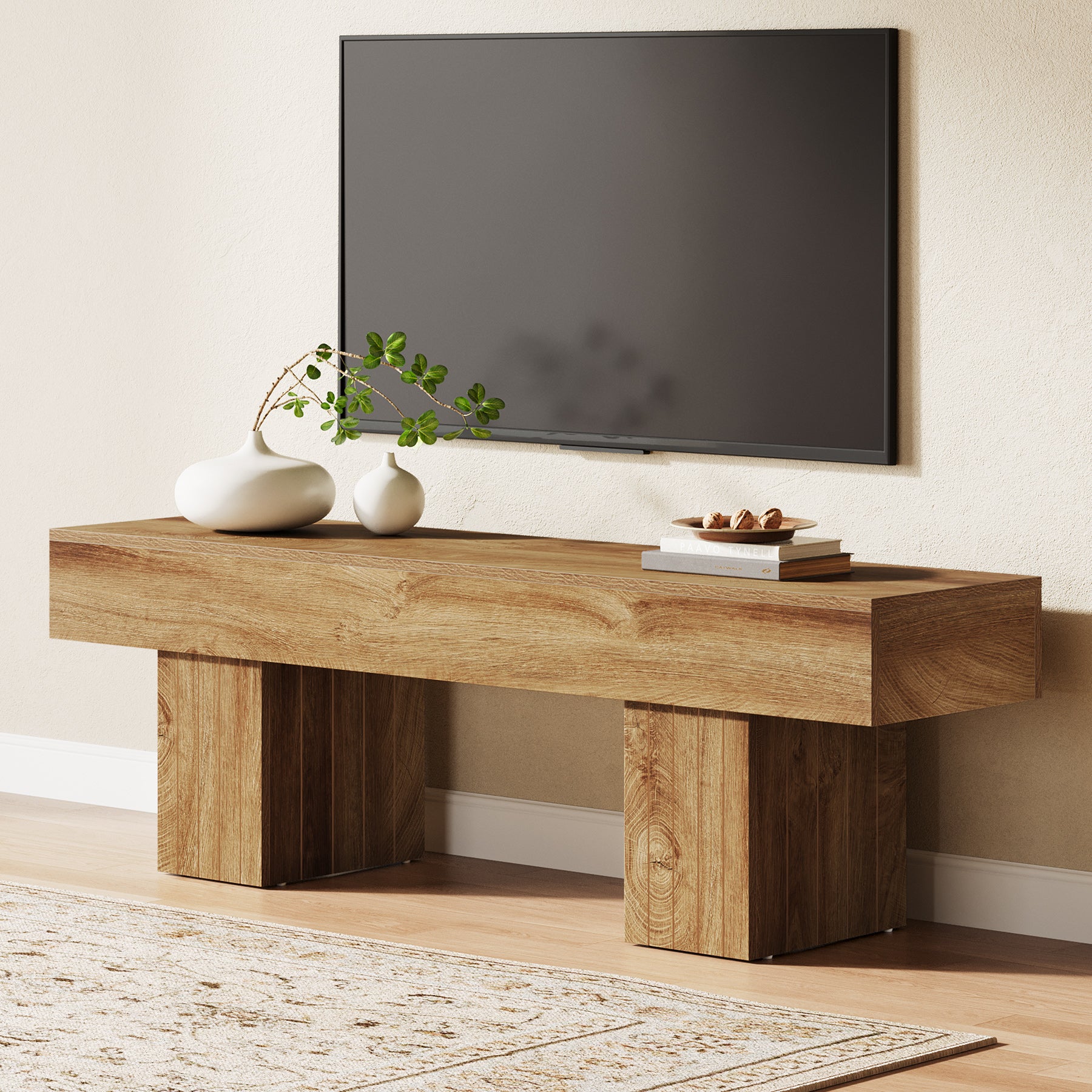 Tribesigns 55.1-Inch TV Stand for 55-Inch TVs with 300 lb Capacity, Farmhouse Media Console for Living Room