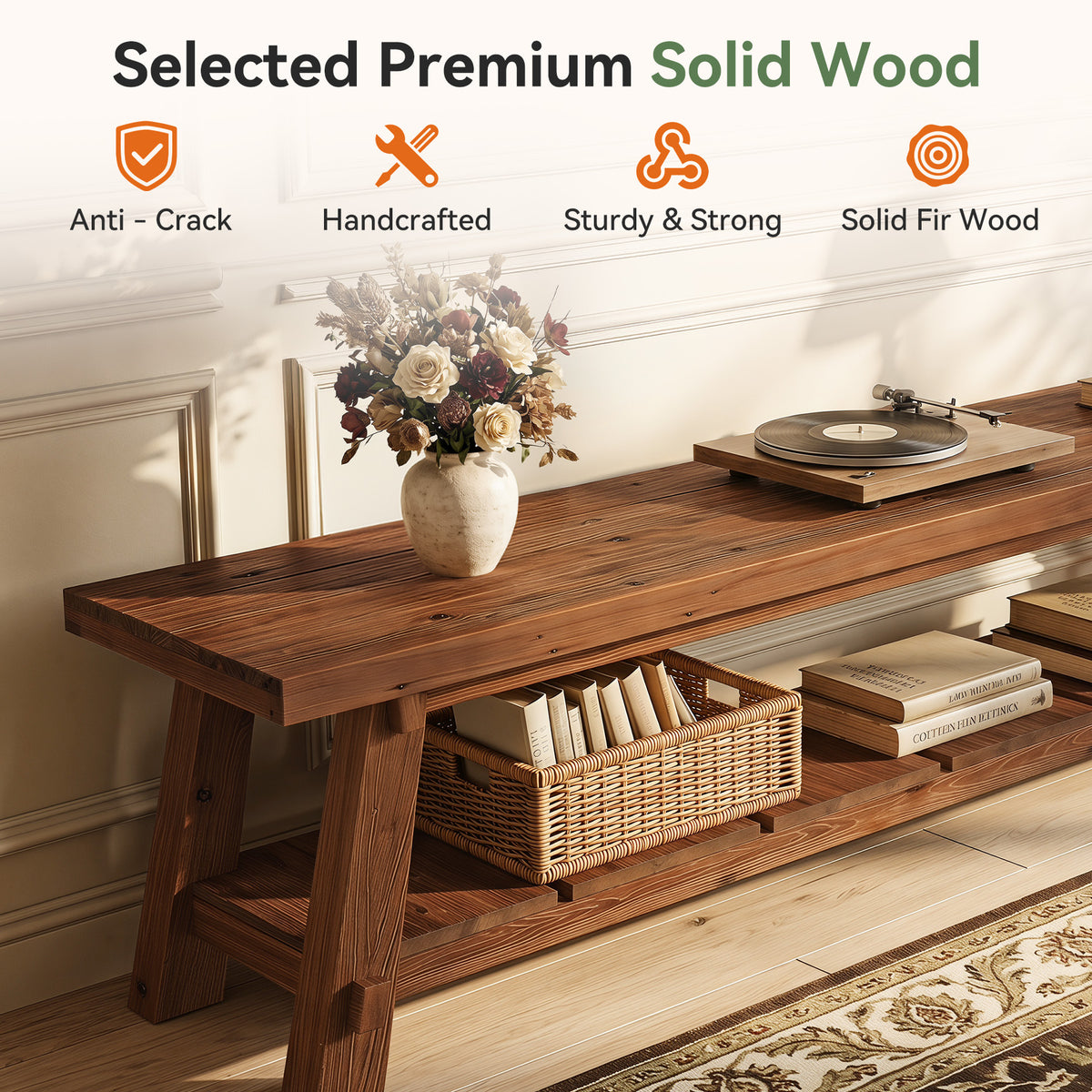 Tribesigns 71-Inch Solid Wood TV Stand for 85-Inch TVs, Extra Long Media Console for Living Room