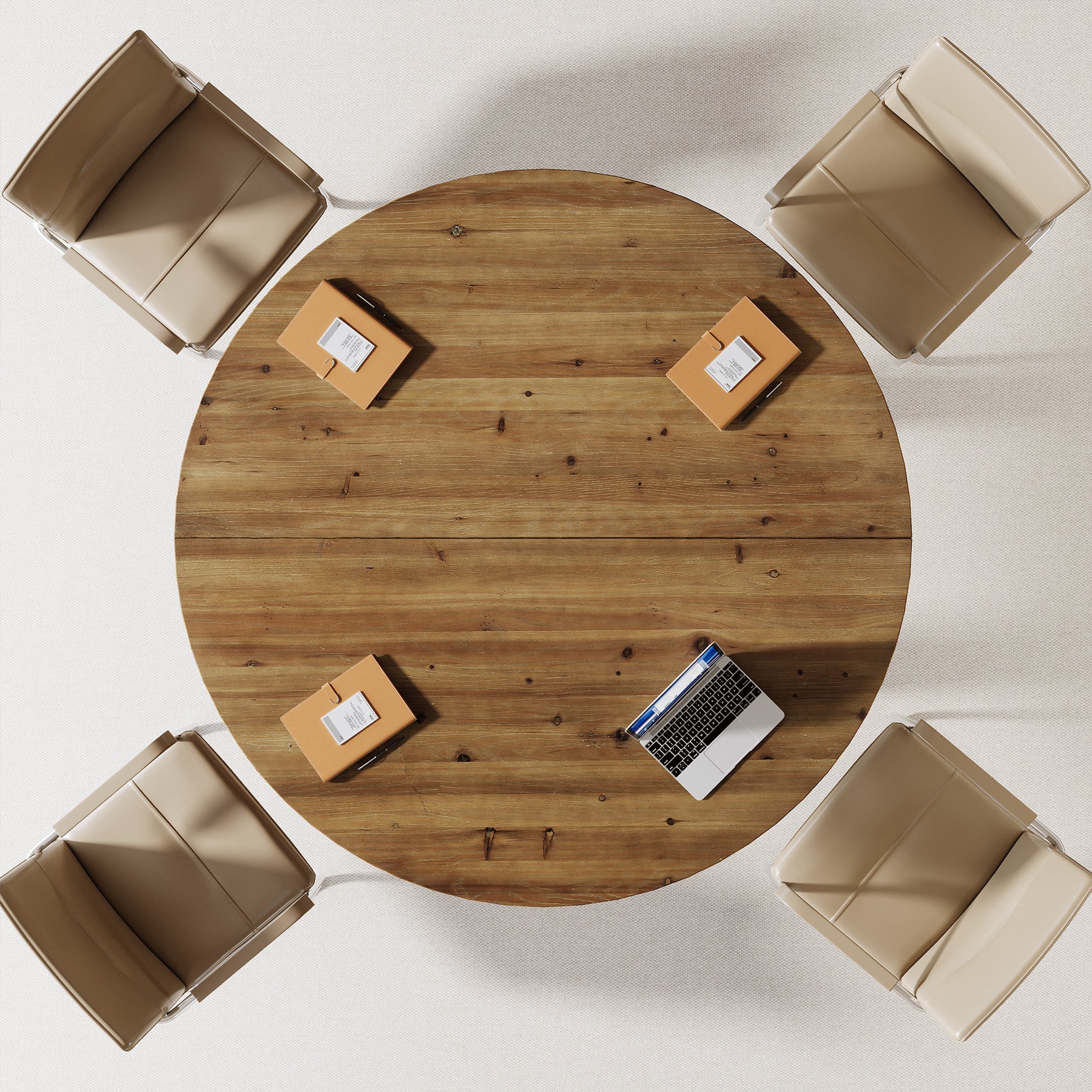 Tribesigns 47-Inch Solid Wood Conference Table for 4-6 People, Round Meeting Table with Crossed Frame for Office and Home Office