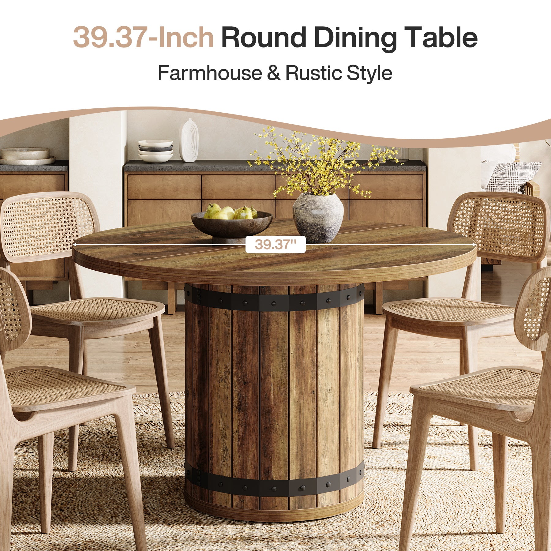 Tribesigns 39.37-Inch Round Dining Table, 4-Person Kitchen Table
