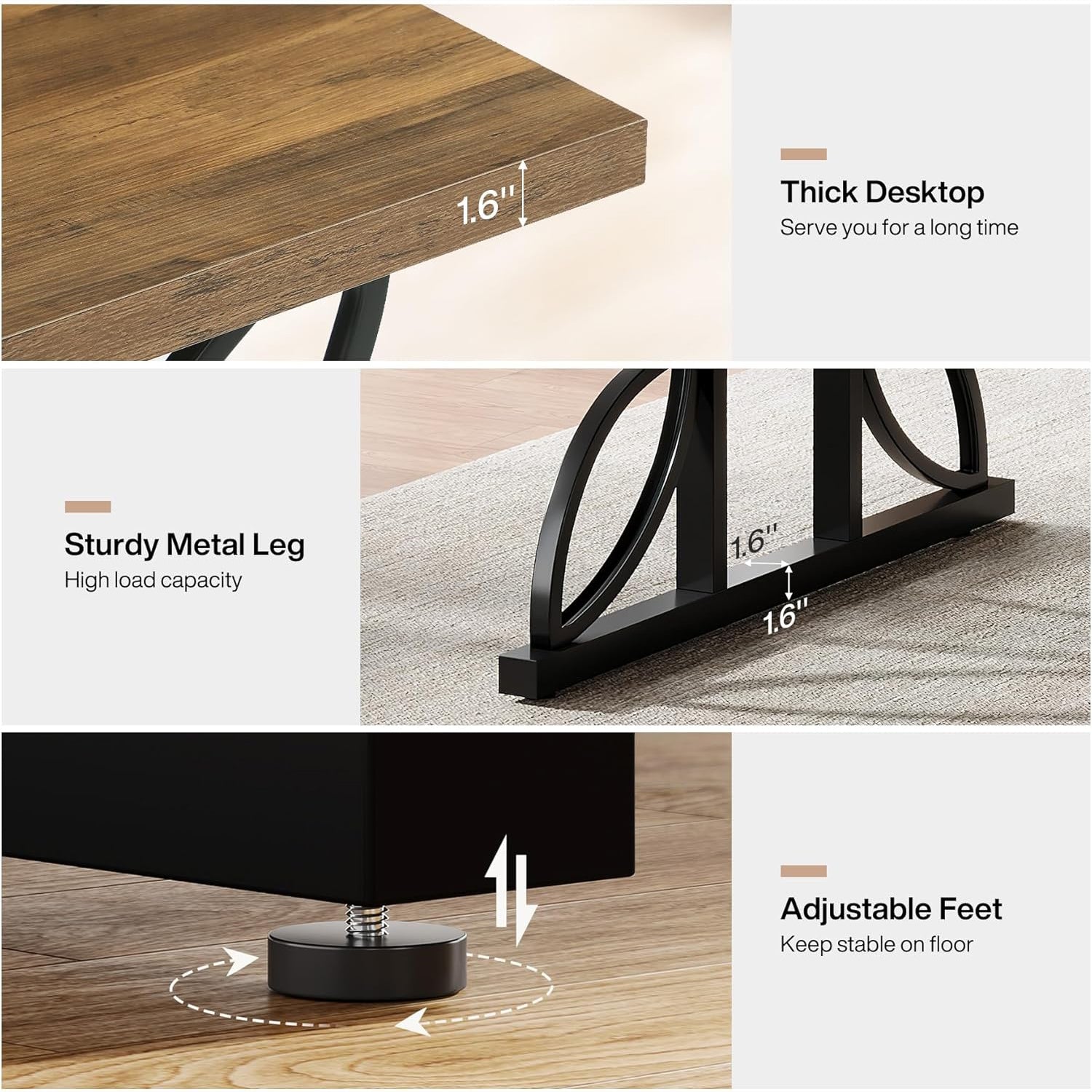 70.8" Industrial Computer Desk - Rustic Brown & Black Metal Frame Workstation