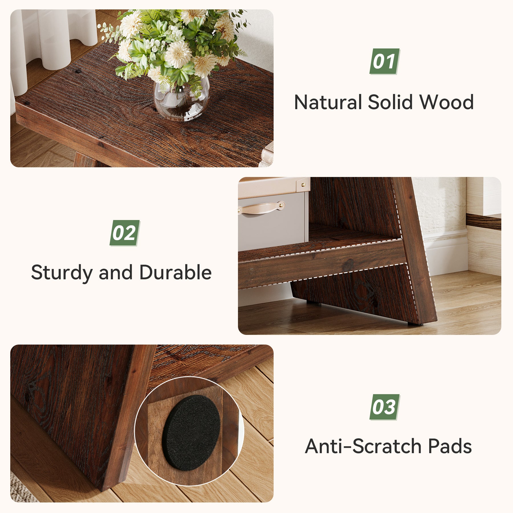 Tribesigns 47-Inch 2-Tier Wooden Storage Bench, Open Shelving Hallway Seat with Solid Fir Frame for Living Room