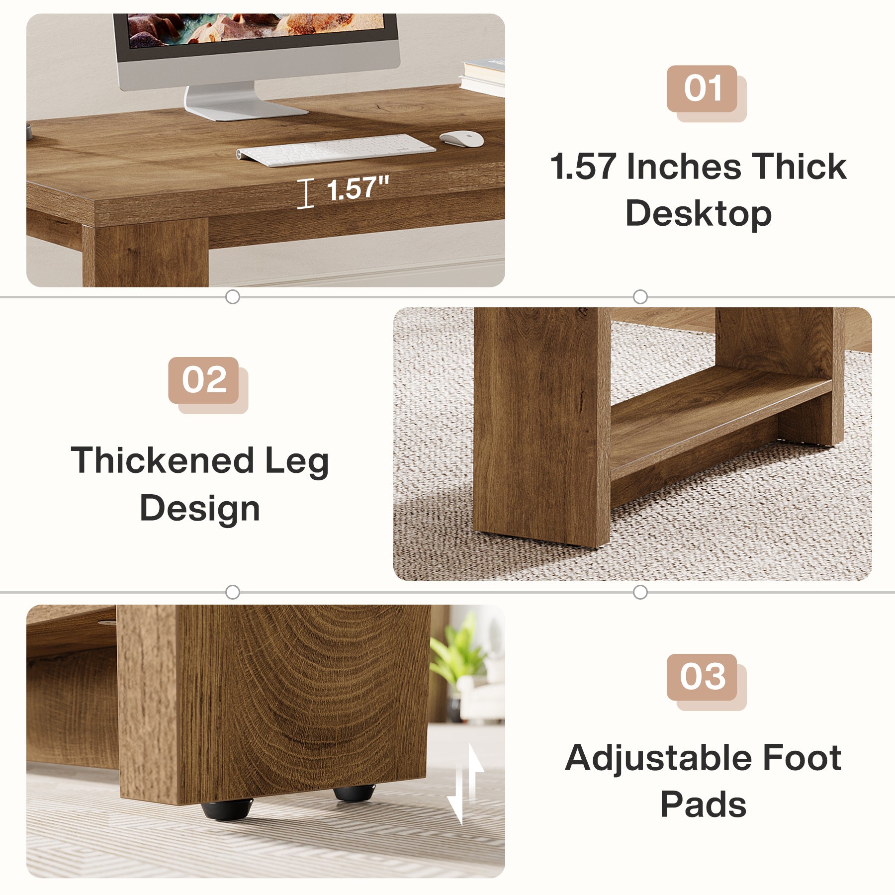 Tribesigns 86.6-Inch Dining Table for 6 with Reinforced Base, Long Farmhouse Table for Kitchen