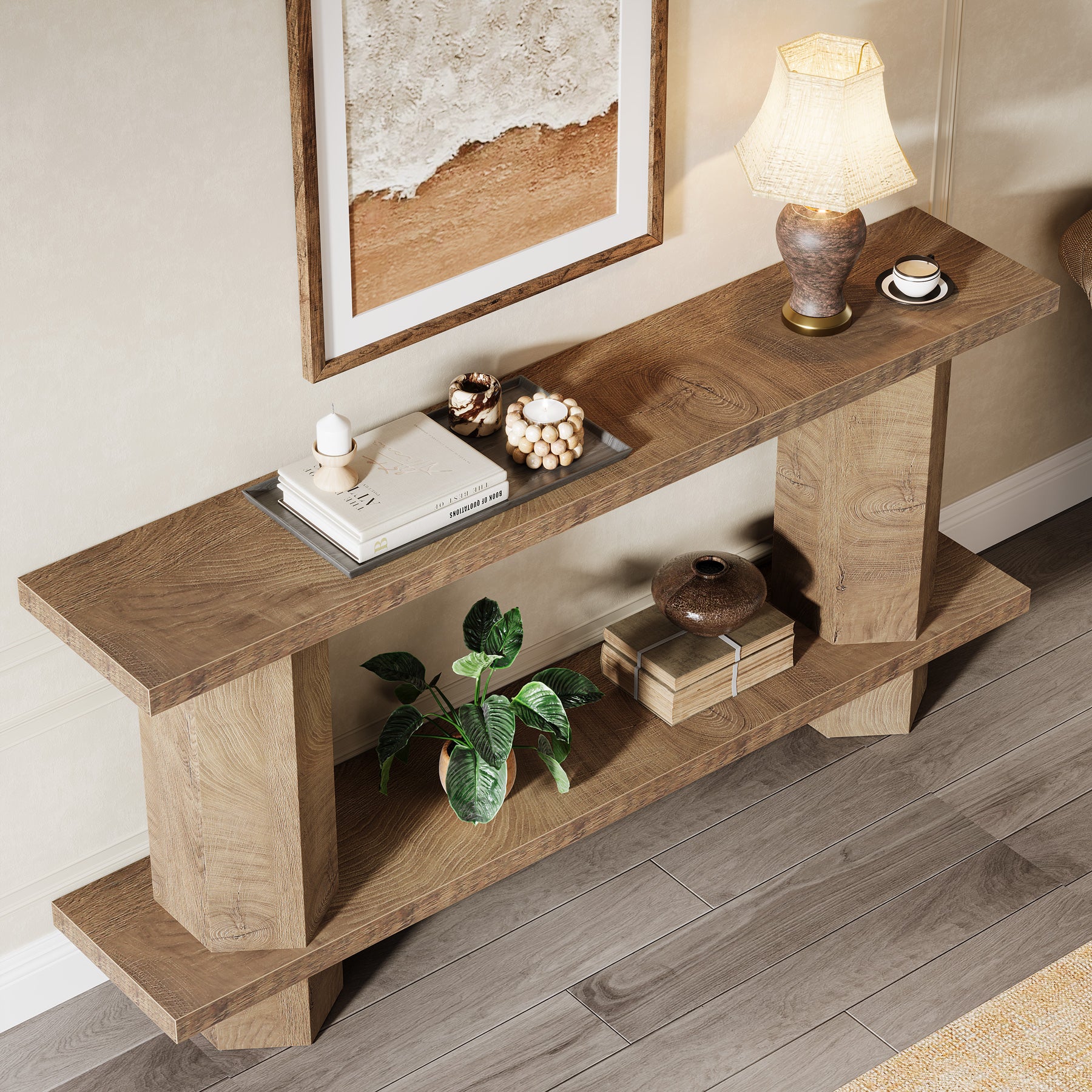 70.87-Inch Wooden Console Table for Entryway, Long Sofa Table Behind Couch