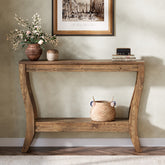 41.3-Inch Solid Wood Console Table with Storage Shelf, Farmhouse 2-Tier Entryway and Sofa Table for Living Room and Hallway 3