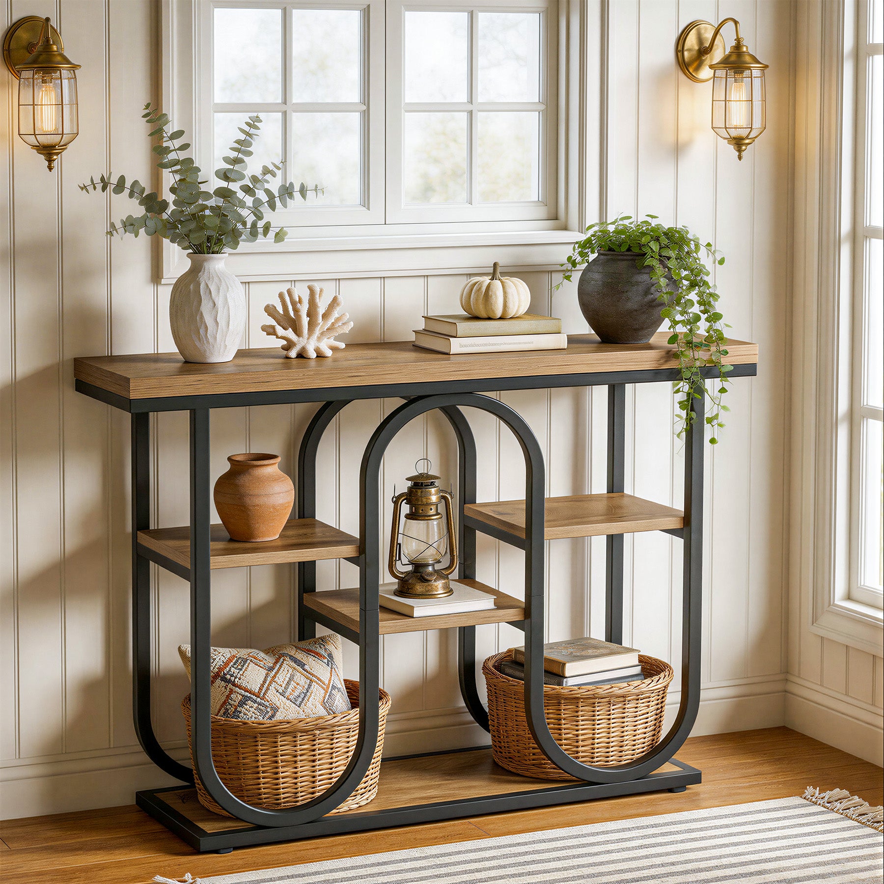 Tribesigns 39.4" Console Table, 4-Tier Industrial Sofa Table for Entryway